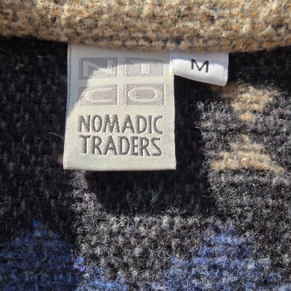 Vintage Nomadic Trader Wool Coat Womens Size Medium Native Style Feather Button - Picture 10 of 10